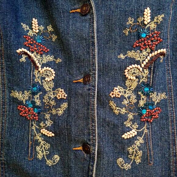 CJ Banks Embroidered Denim Jacket Size X (14W) - Picture 6 of 12
